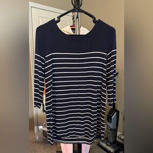 Laila Jayde Navy and White Striped Long Sleeve Top